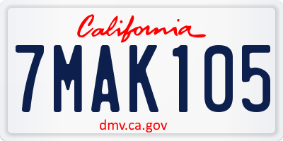 CA license plate 7MAK105