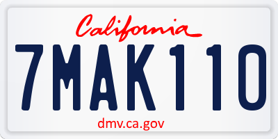 CA license plate 7MAK110