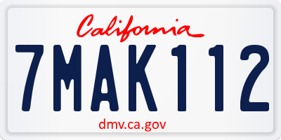 CA license plate 7MAK112