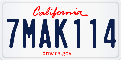 CA license plate 7MAK114