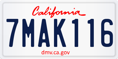 CA license plate 7MAK116