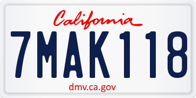 CA license plate 7MAK118