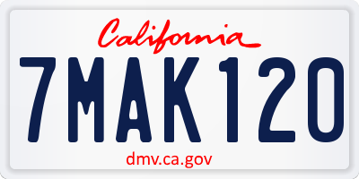 CA license plate 7MAK120