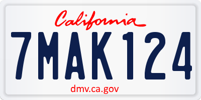 CA license plate 7MAK124