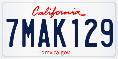 CA license plate 7MAK129