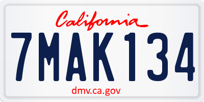 CA license plate 7MAK134