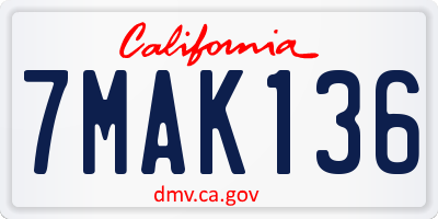 CA license plate 7MAK136