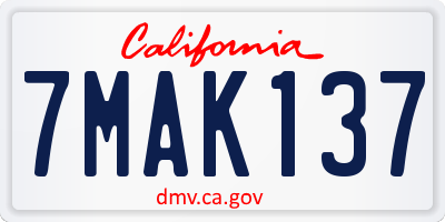 CA license plate 7MAK137