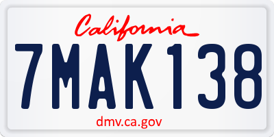 CA license plate 7MAK138