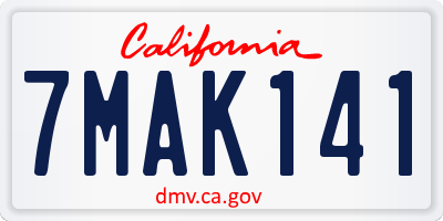 CA license plate 7MAK141