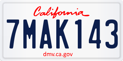 CA license plate 7MAK143