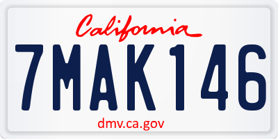 CA license plate 7MAK146