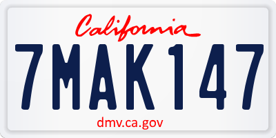 CA license plate 7MAK147