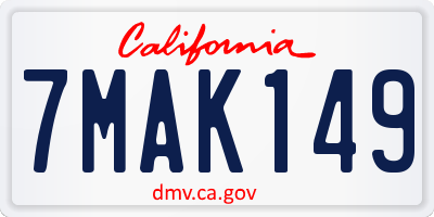 CA license plate 7MAK149