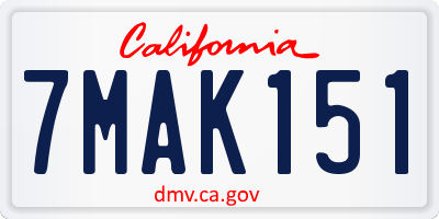 CA license plate 7MAK151