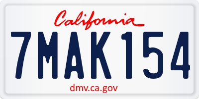 CA license plate 7MAK154