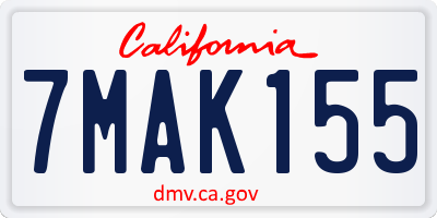 CA license plate 7MAK155