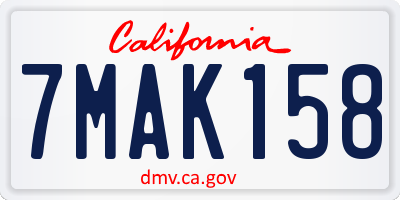CA license plate 7MAK158
