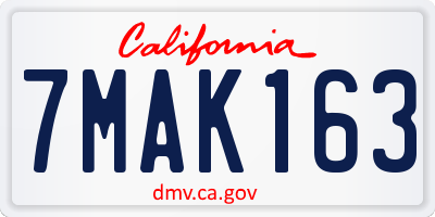CA license plate 7MAK163