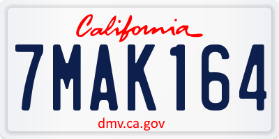 CA license plate 7MAK164