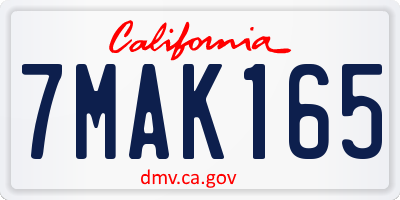CA license plate 7MAK165