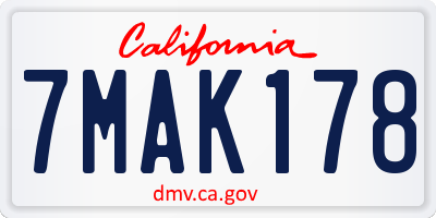 CA license plate 7MAK178