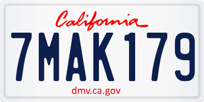 CA license plate 7MAK179