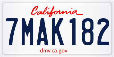CA license plate 7MAK182