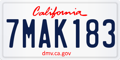 CA license plate 7MAK183