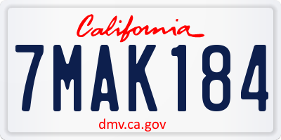 CA license plate 7MAK184