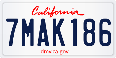 CA license plate 7MAK186