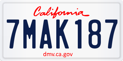 CA license plate 7MAK187
