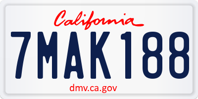 CA license plate 7MAK188