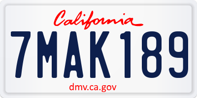 CA license plate 7MAK189