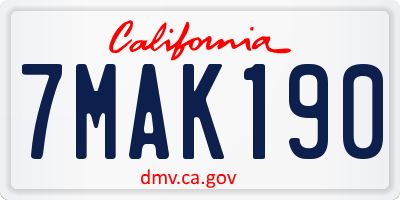 CA license plate 7MAK190