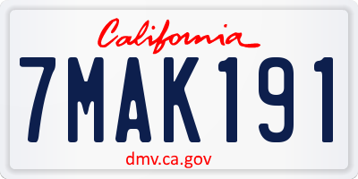 CA license plate 7MAK191