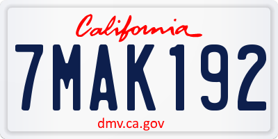 CA license plate 7MAK192