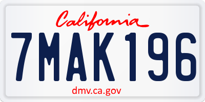 CA license plate 7MAK196