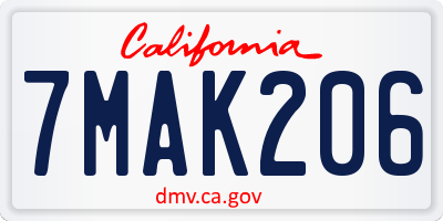 CA license plate 7MAK206