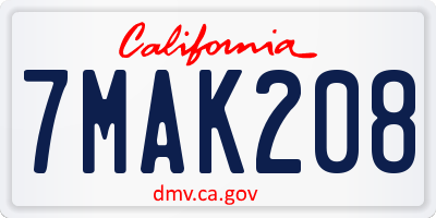 CA license plate 7MAK208