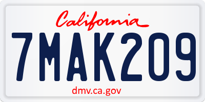 CA license plate 7MAK209