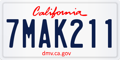 CA license plate 7MAK211
