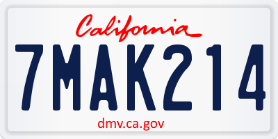 CA license plate 7MAK214