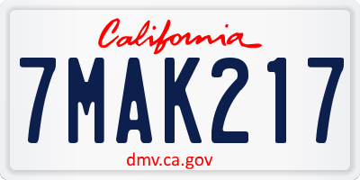CA license plate 7MAK217