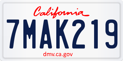 CA license plate 7MAK219