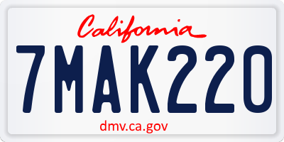 CA license plate 7MAK220