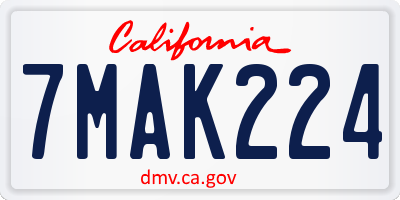 CA license plate 7MAK224