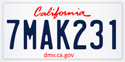 CA license plate 7MAK231