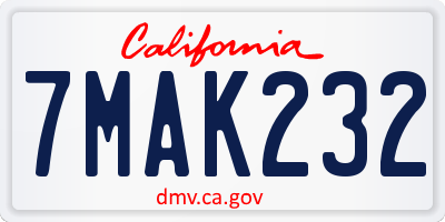 CA license plate 7MAK232