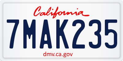 CA license plate 7MAK235
